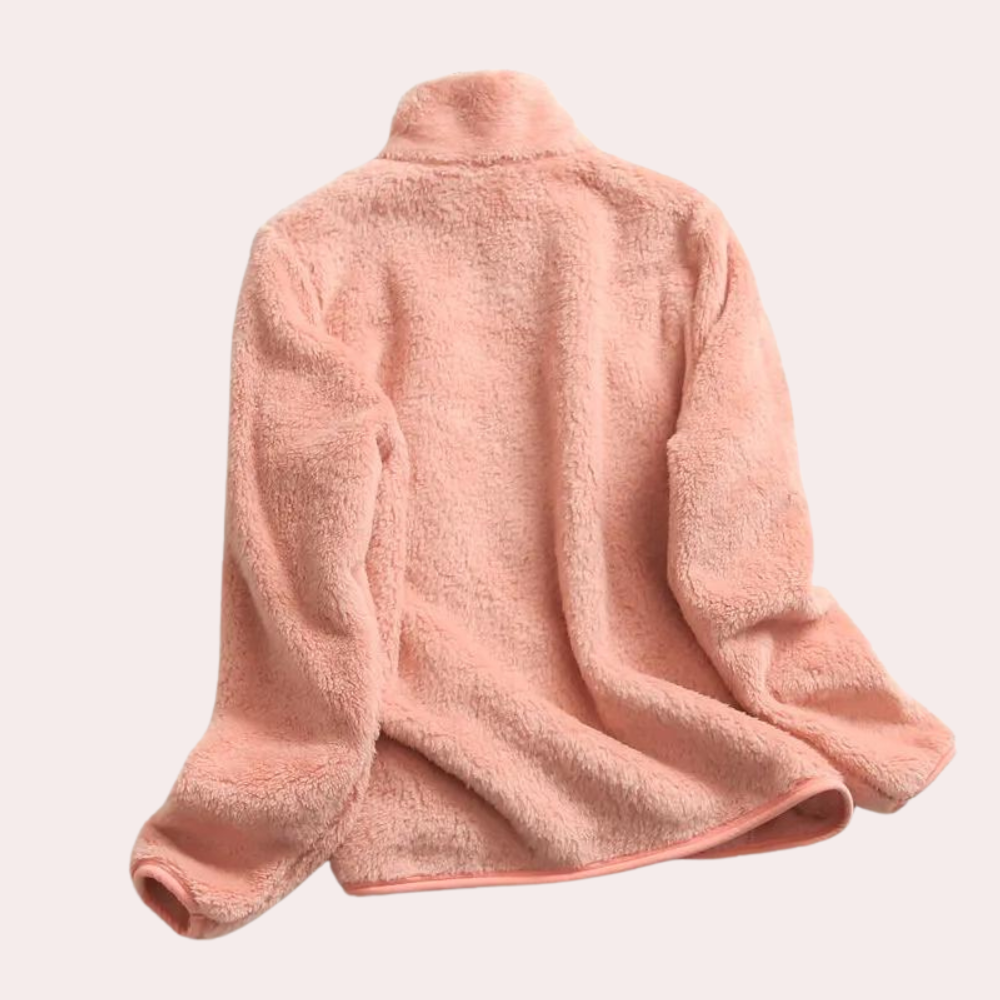 Veste zippée en polaire peluche pour femme – couche douce à col montant pour un confort hivernal au quotidien