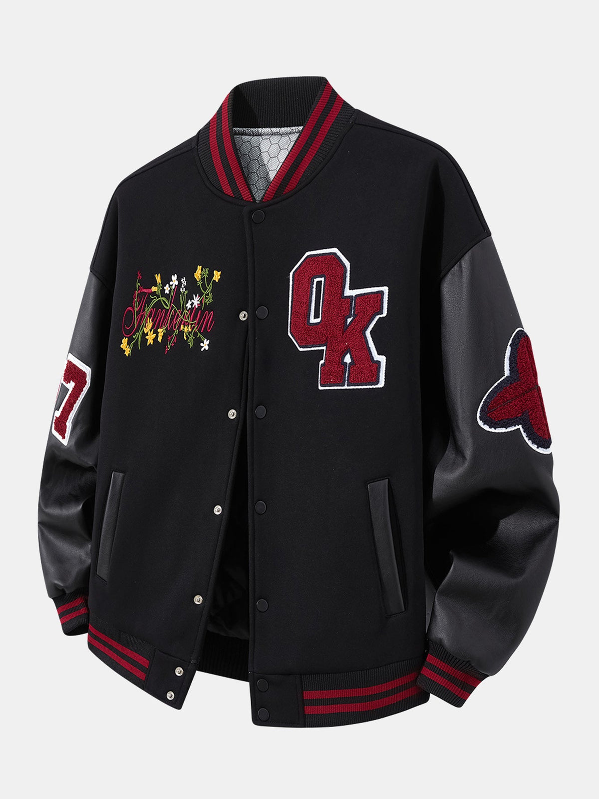 Bomberjakke til mænd med broderet varsity-design – afslappet baseballinspireret lag til streetwear, rejser, weekender, bybrug og afslappet efterårsstil
