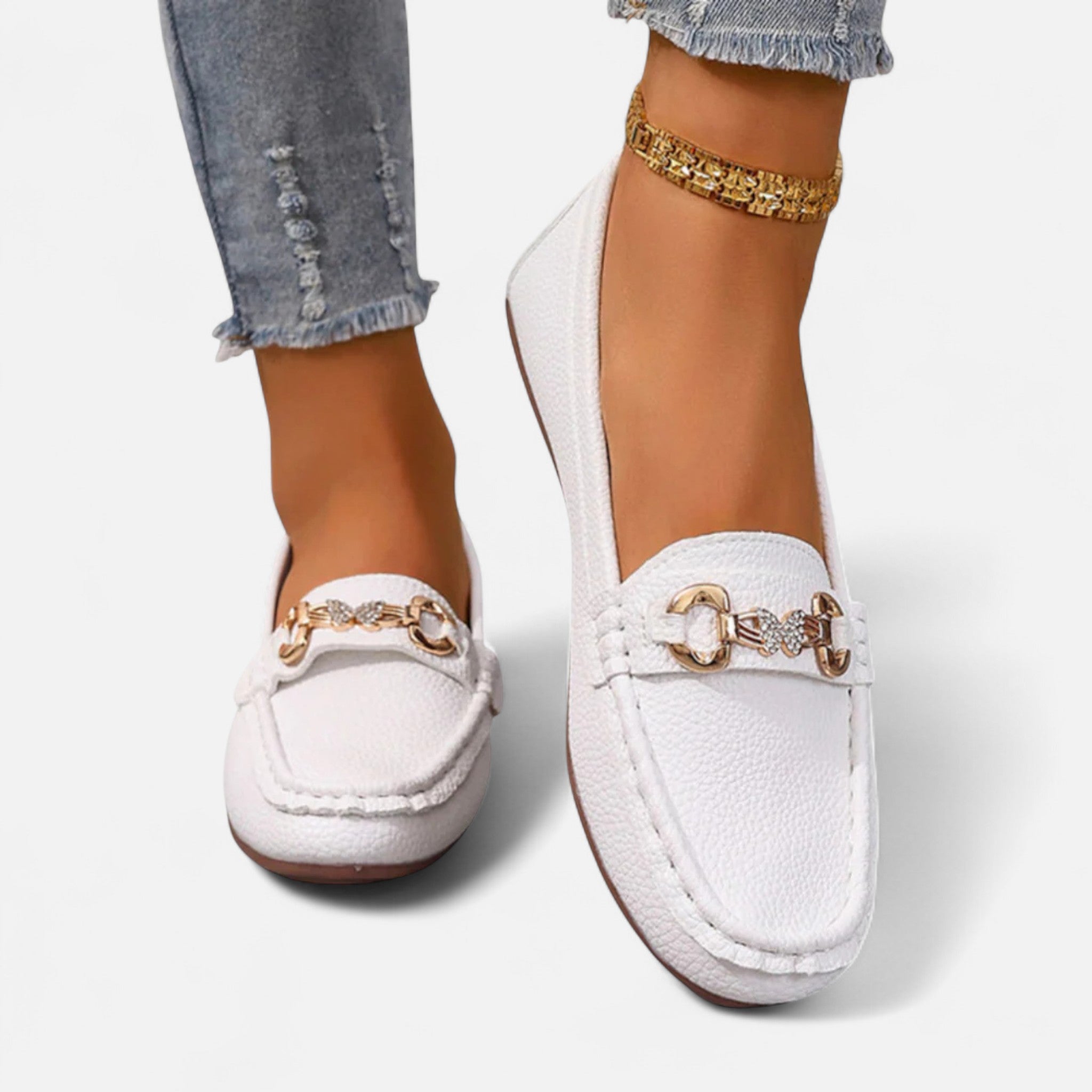 Valmonti | Women’s Moccasin Loafers – Refined Metal-Bit Elegance