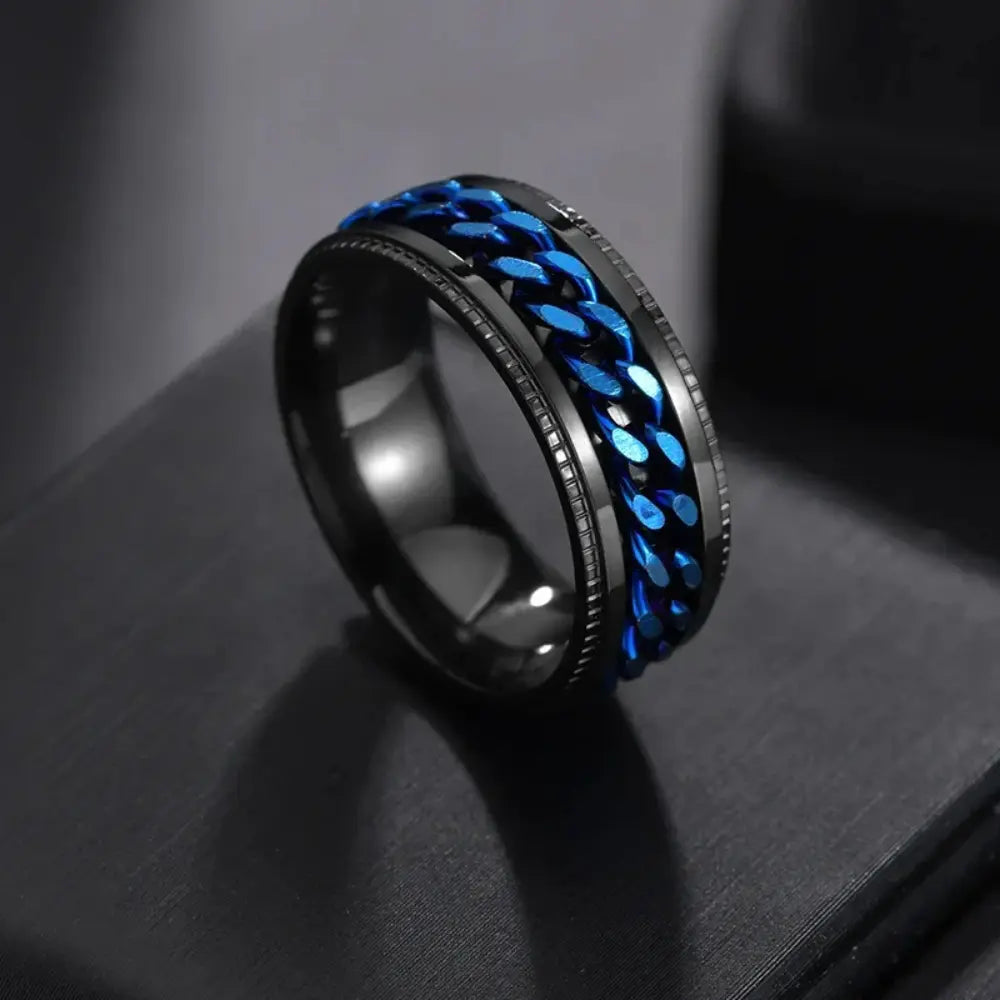 Men’s Roman Numeral Spinner Ring – Textured Statement Jewellery for Everyday Wear