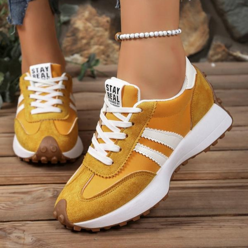 Damskie retro sneakersy na platformie do biegania zamszowe, miejskie trampki
