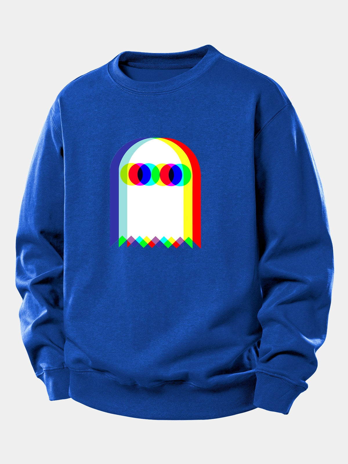 Pánská mikina s grafickým potiskem a volným střihem - hravý potištěný pulovr s kulatým výstřihem pro ležérní streetwearový styl