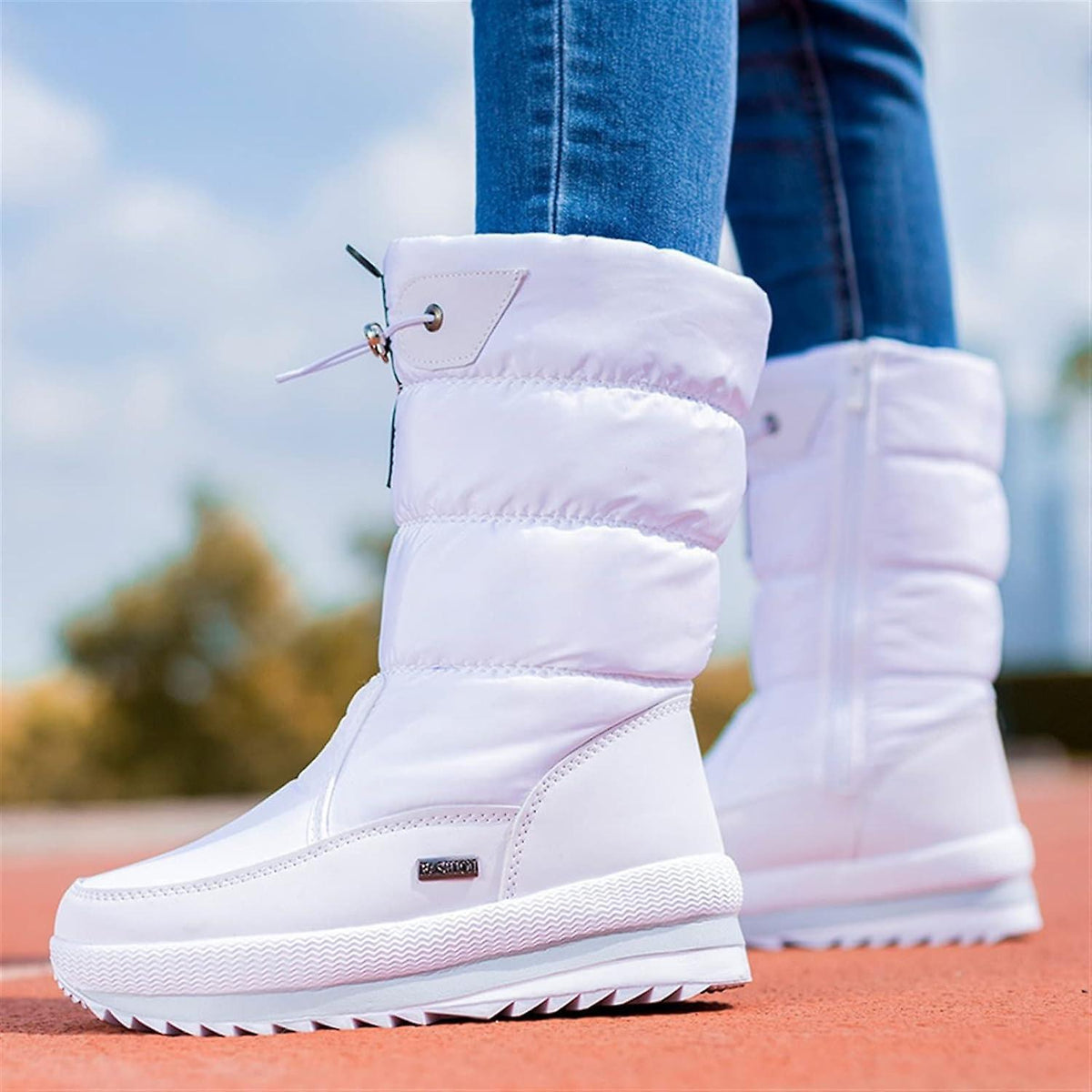 Damen-Winterstiefel mit Wattierung bis zur Wadenmitte - warm gefüttertes Outdoor-Schuhwerk für lässige Spaziergänge bei kaltem Wetter, den Alltag und saisonale Reisen
