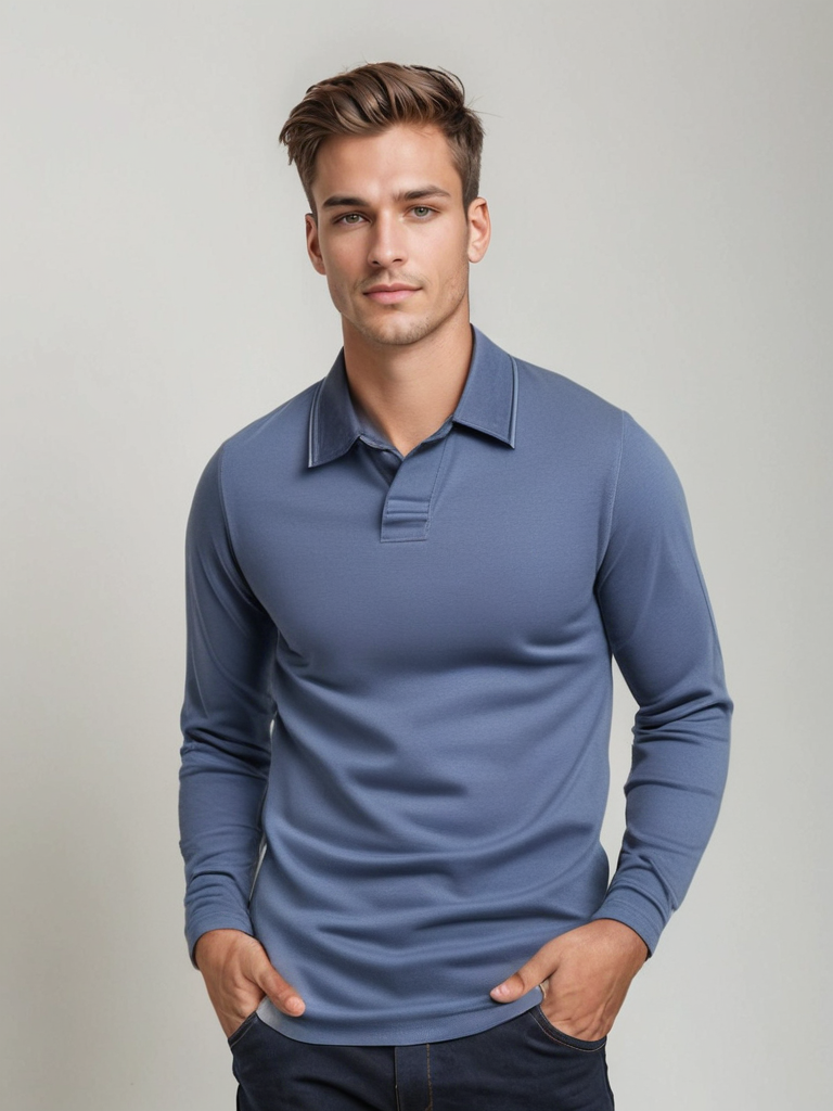 Tricou Polo Bărbați cu Mâneci Lungi, Moale, Confortabil, Croială Modernă, Casual, Elegant, pentru Uz Zilnic
