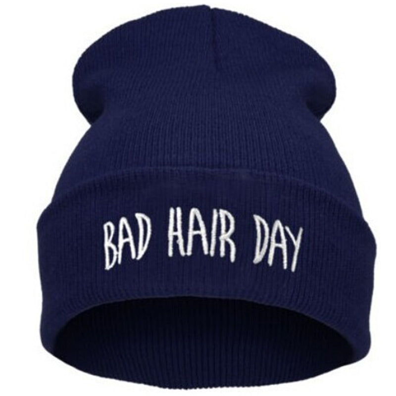 Unisex Embroidered Cuffed Beanie – Soft Knit Winter Hat with Relaxed Crown