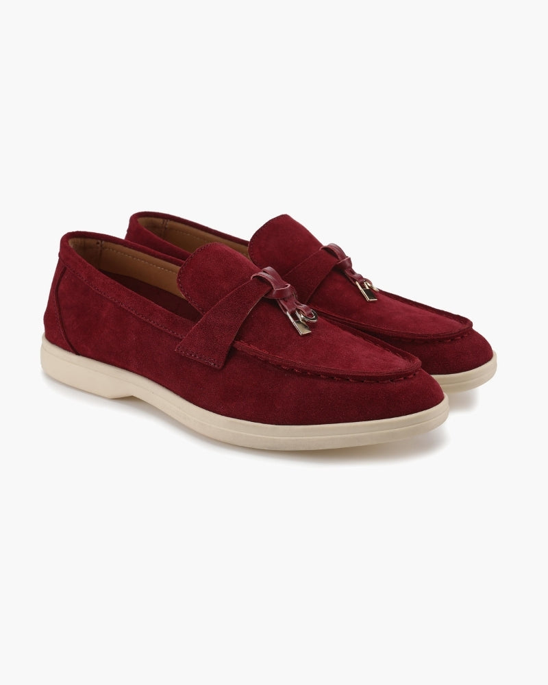 Mocasini damă din piele întoarsă cu ciucuri, pantofi comozi slip-on rafinați