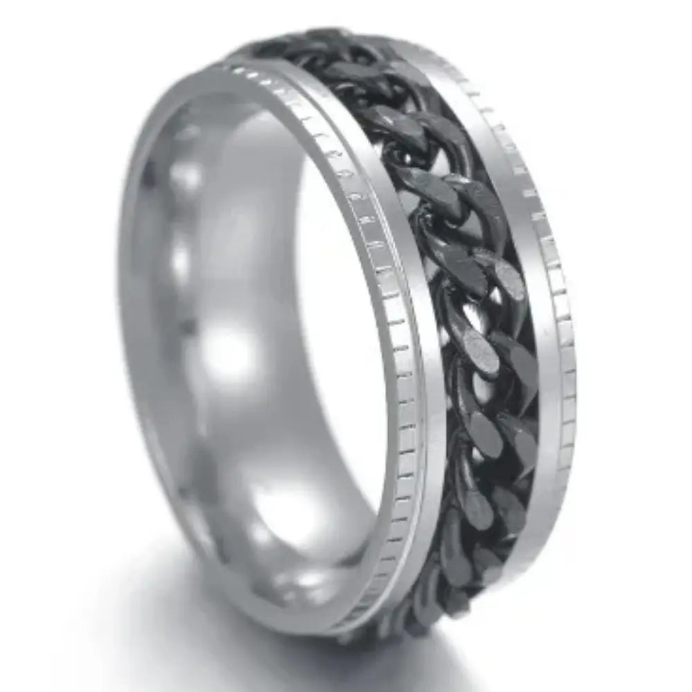 Men’s Roman Numeral Spinner Ring – Textured Statement Jewellery for Everyday Wear