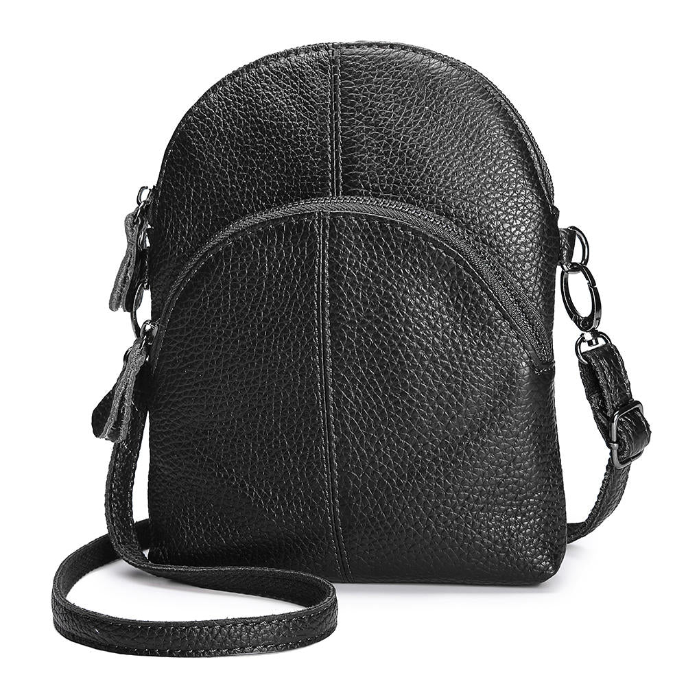 Crossbody-Handytasche aus echtem Leder für Damen – Kompakte Handtasche mit mehreren Taschen und verstellbarem Schulterriemen