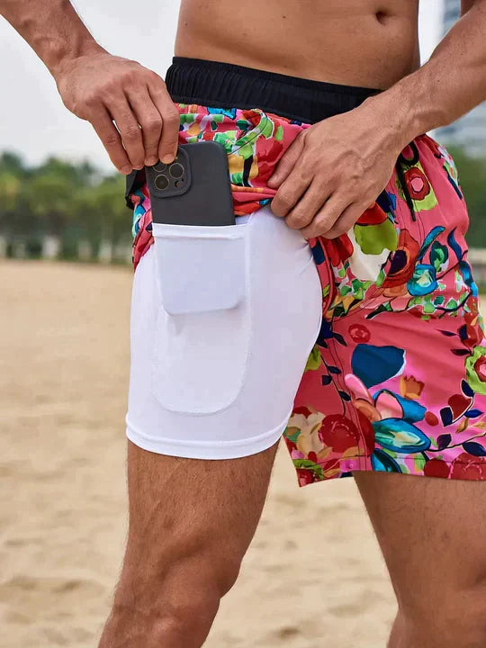 Bañadores para hombre con cordón y estampado, pantalones cortos de playa para ocio