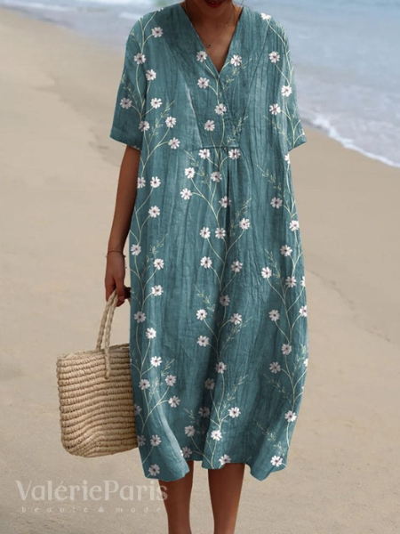 Vestido de verano floral para mujer, ligero, transpirable, fluido, cómodo, para uso diario y vacaciones