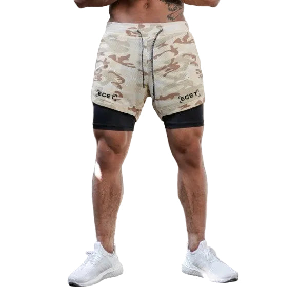 Calções de treino masculinos 2-em-1 de secagem rápida – Estilo de desempenho em camadas para um vestuário ativo