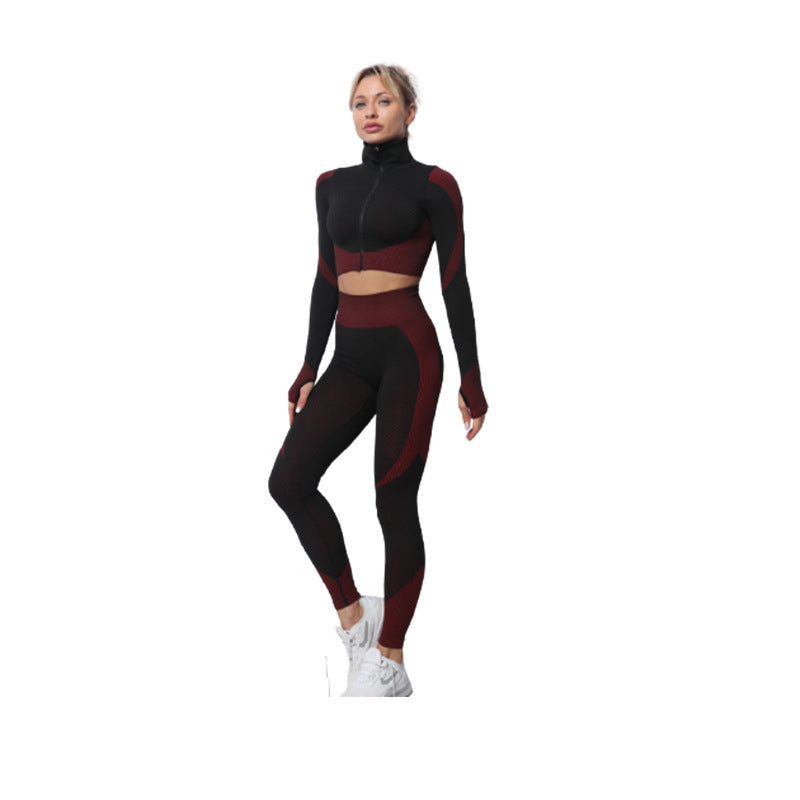 Dame tre-delt træningssæt med ribstrikket sculpt-fit