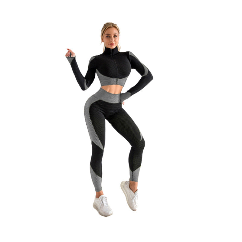 Dame tre-delt træningssæt med ribstrikket sculpt-fit