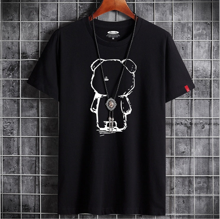 Camiseta estampada de cuello redondo y manga corta para hombre - Corte recto holgado para conjuntos informales de verano y fines de semana