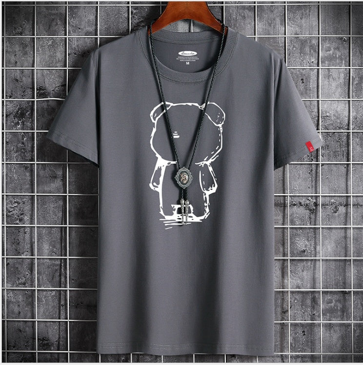 Camiseta estampada de cuello redondo y manga corta para hombre - Corte recto holgado para conjuntos informales de verano y fines de semana
