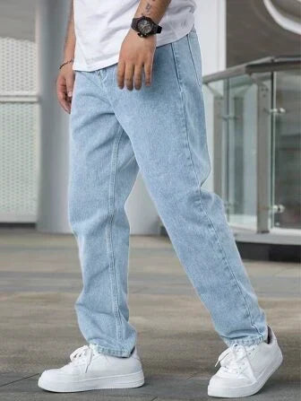 Jean droit décontracté pour homme – Pantalon classique en denim à la coupe confortable pour tous les jours et cinq poches