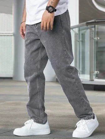 Jean droit décontracté pour homme – Pantalon classique en denim à la coupe confortable pour tous les jours et cinq poches