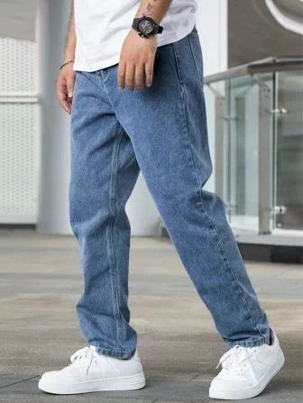 Jean droit décontracté pour homme – Pantalon classique en denim à la coupe confortable pour tous les jours et cinq poches