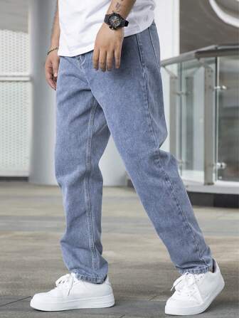Jean droit décontracté pour homme – Pantalon classique en denim à la coupe confortable pour tous les jours et cinq poches