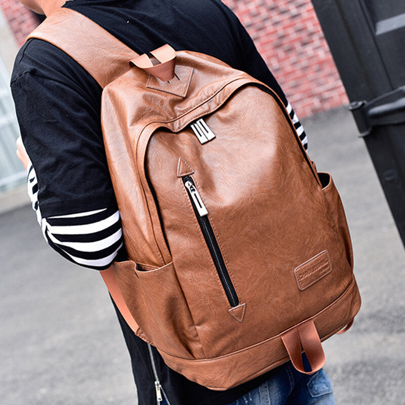 Laptop-Rucksack aus Kunstleder für Herren – Geräumiges Design mit mehreren Taschen und gepolsterten Schulterriemen