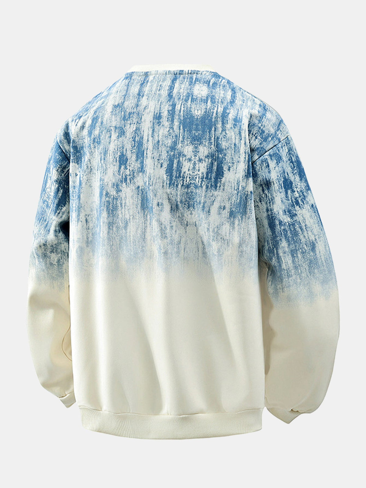 Męska bluza w stylu vintage z efektem sprania i wzorem tie-dye - luźny krój, długie rękawy, efekt wyblakłego ombre i ściągacze, idealna do codziennych stylizacji streetwearowych