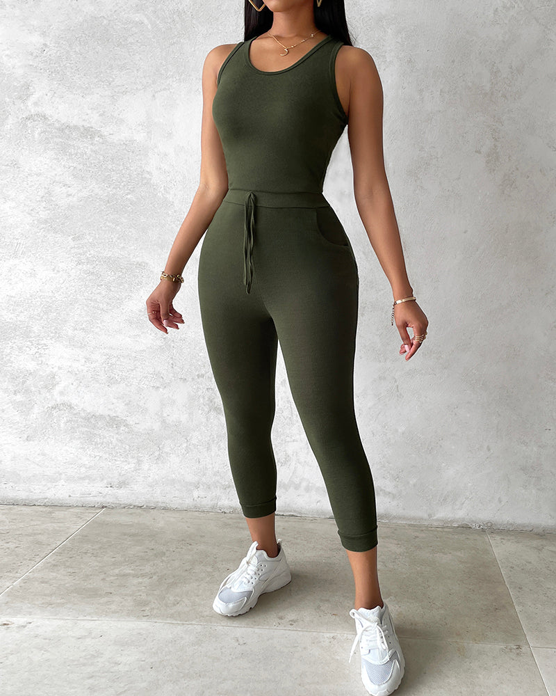 Women’s 3 Piece Lounge Set – Sleeveless Top, Open Front Cardigan & Relaxed Fit Pants