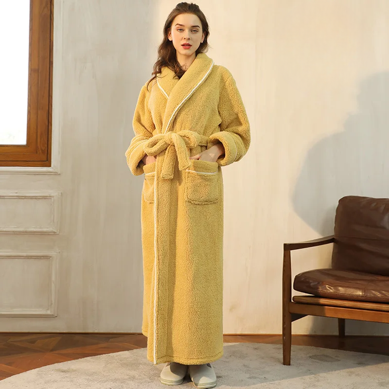 Bata de franela para mujer: bata suave con cinturón para disfrutar del confort en casa durante el invierno