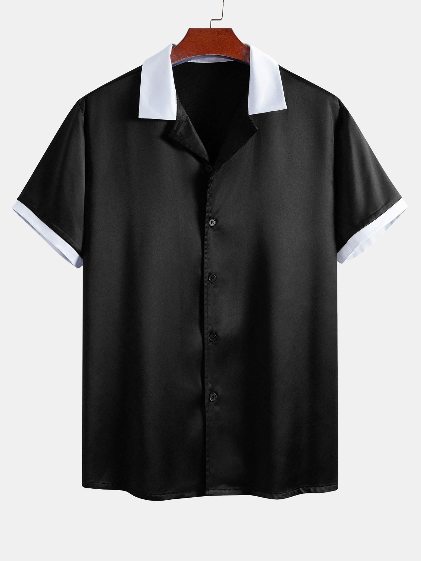 Men’s Smooth Satin Co-Ord – Short-Sleeve Shirt and Drawstring Shorts for Summer Evenings