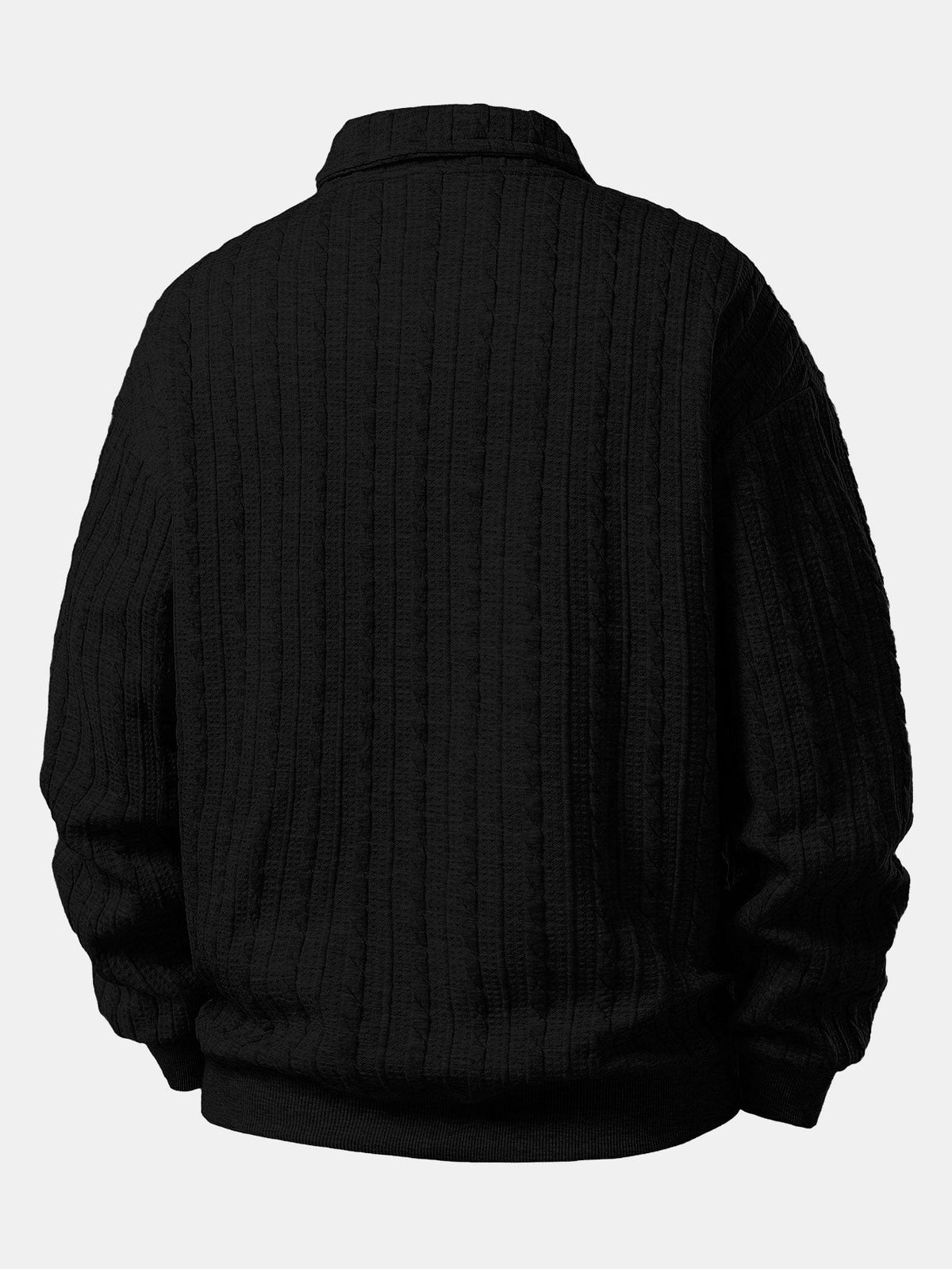 Heren polo-sweatshirt met textuur en jacquardpatroon - ruimvallende pullover met lange mouwen voor een nette, casual look