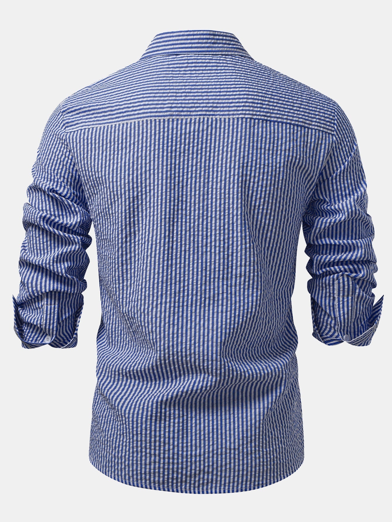 Chemise homme en seersucker à boutons – Coupe classique, style chic et décontracté pour les jours de travail et les week-ends