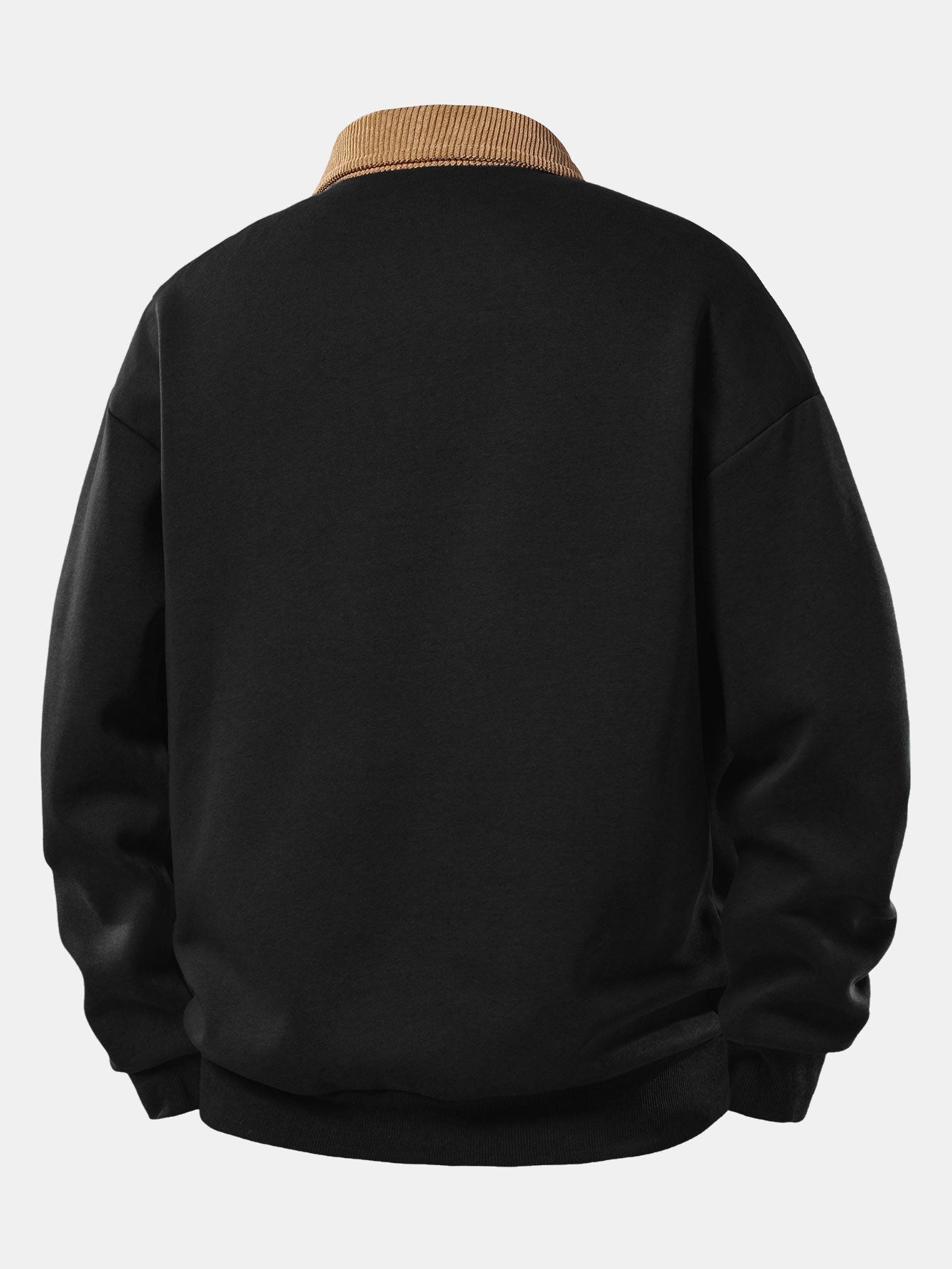 Men’s Relaxed Polo Sweatshirt with Corduroy Collar – Cotton Blend Autumn Layer