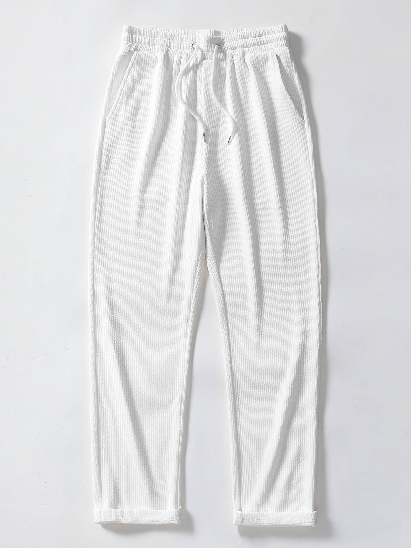 Men’s Ribbed Stand Collar Shirt and Straight-Leg Trousers – Stretch Smart Casual Co-Ord