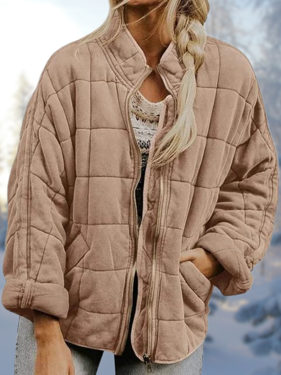 Women’s Relaxed Quilted Winter Jacket – Soft Padded Zip Layer for Everyday Cold-Weather Wear