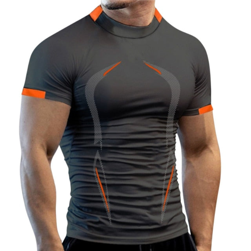Men’s Compression Sports T-Shirt – Sculpted Short-Sleeve Training Top with Performance Panel Detailing