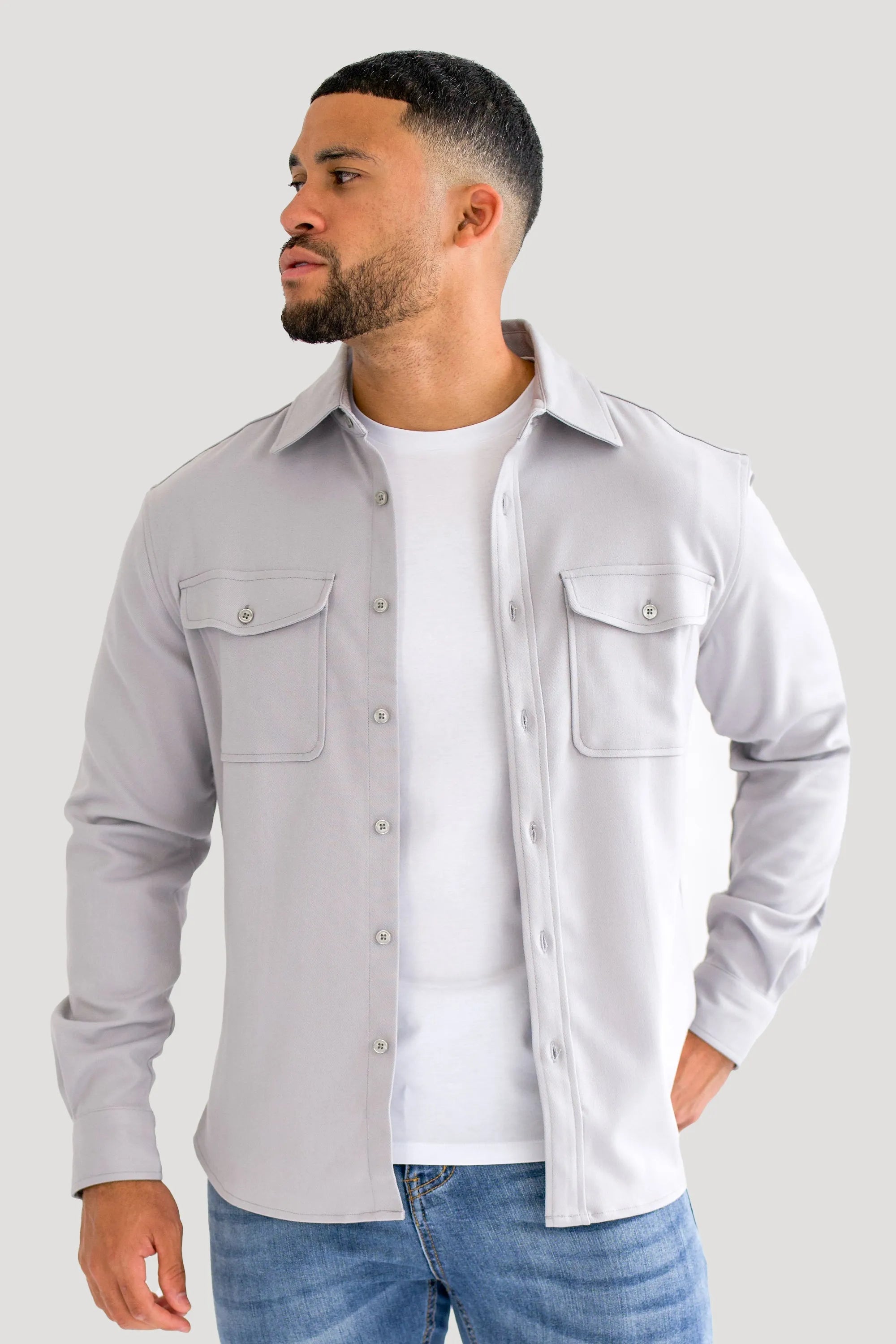 Men’s Cotton Blend Overshirt – Relaxed Utility Layering Piece for Casual Seasonal Styling