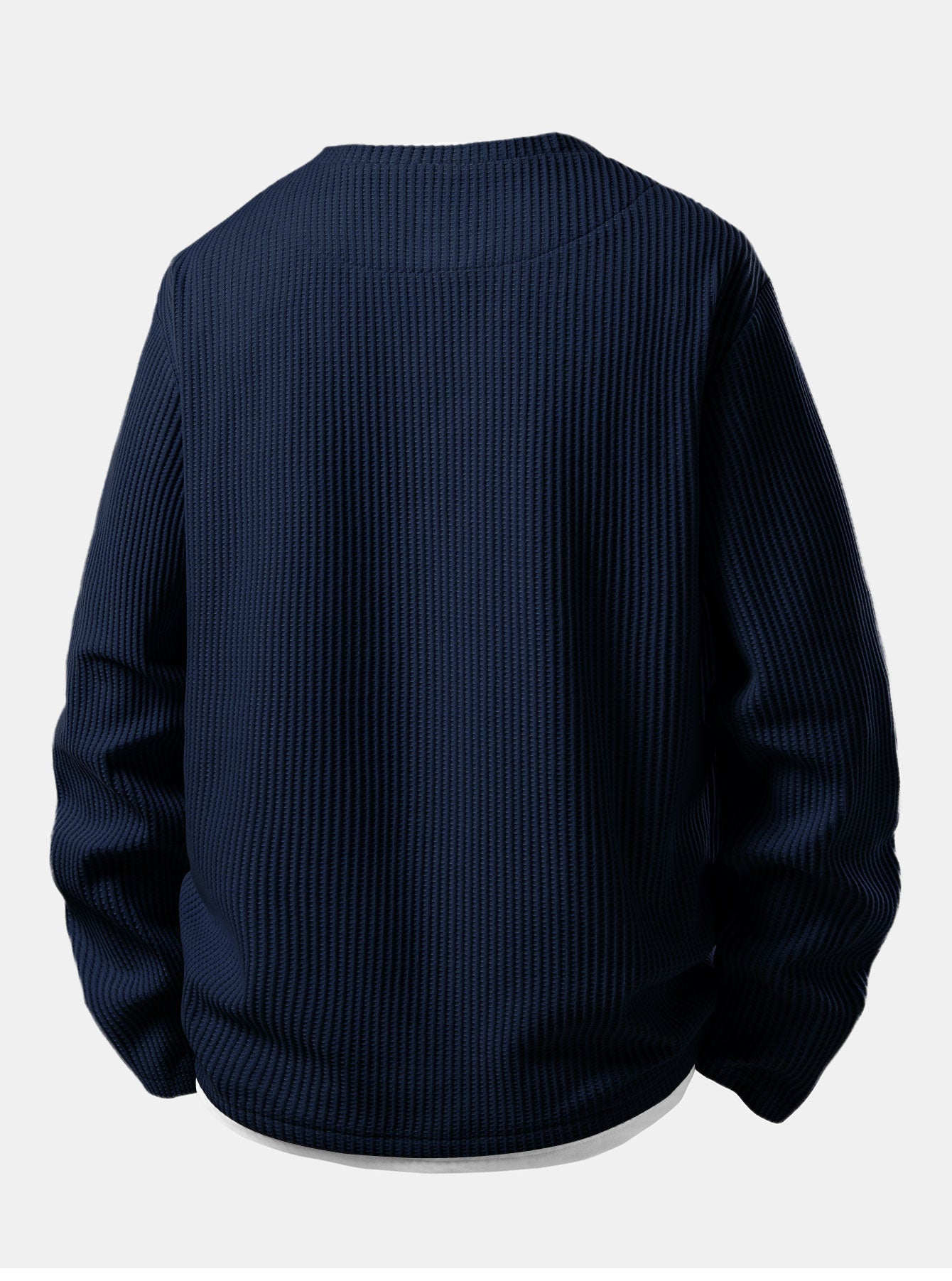 T-shirt gaufré pour homme à col tunisien avec couche intégrée – Manches longues décontractées pour les saisons intermédiaires