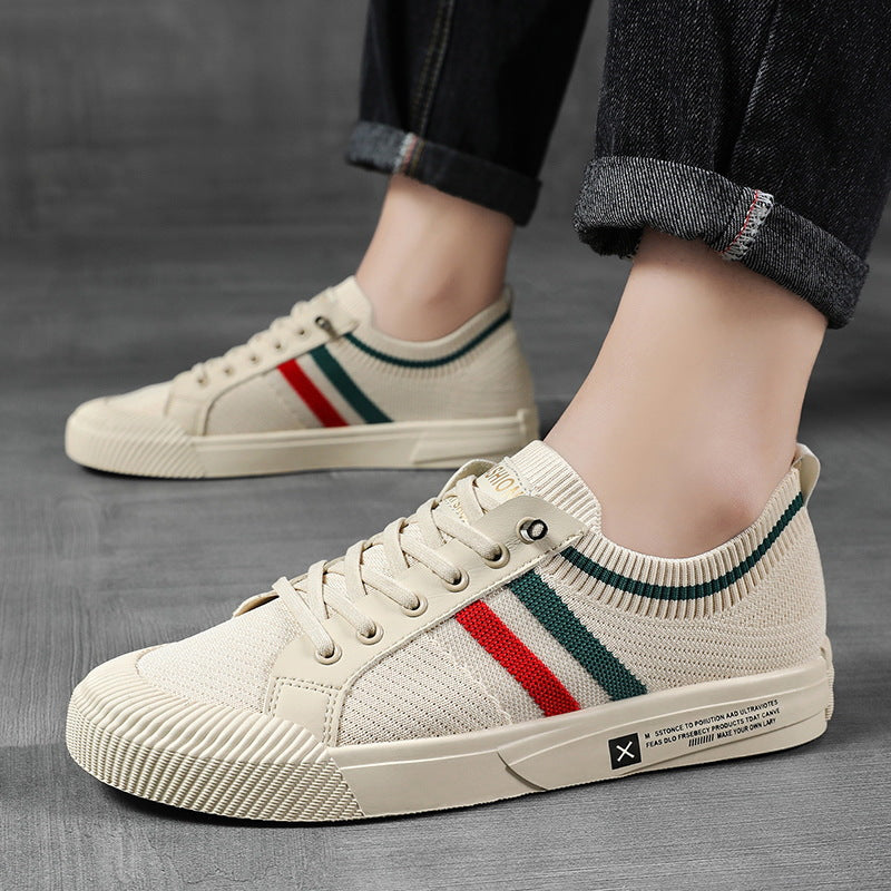 Męskie paskowane dzianinowe sneakersy lekkie codzienne trampki