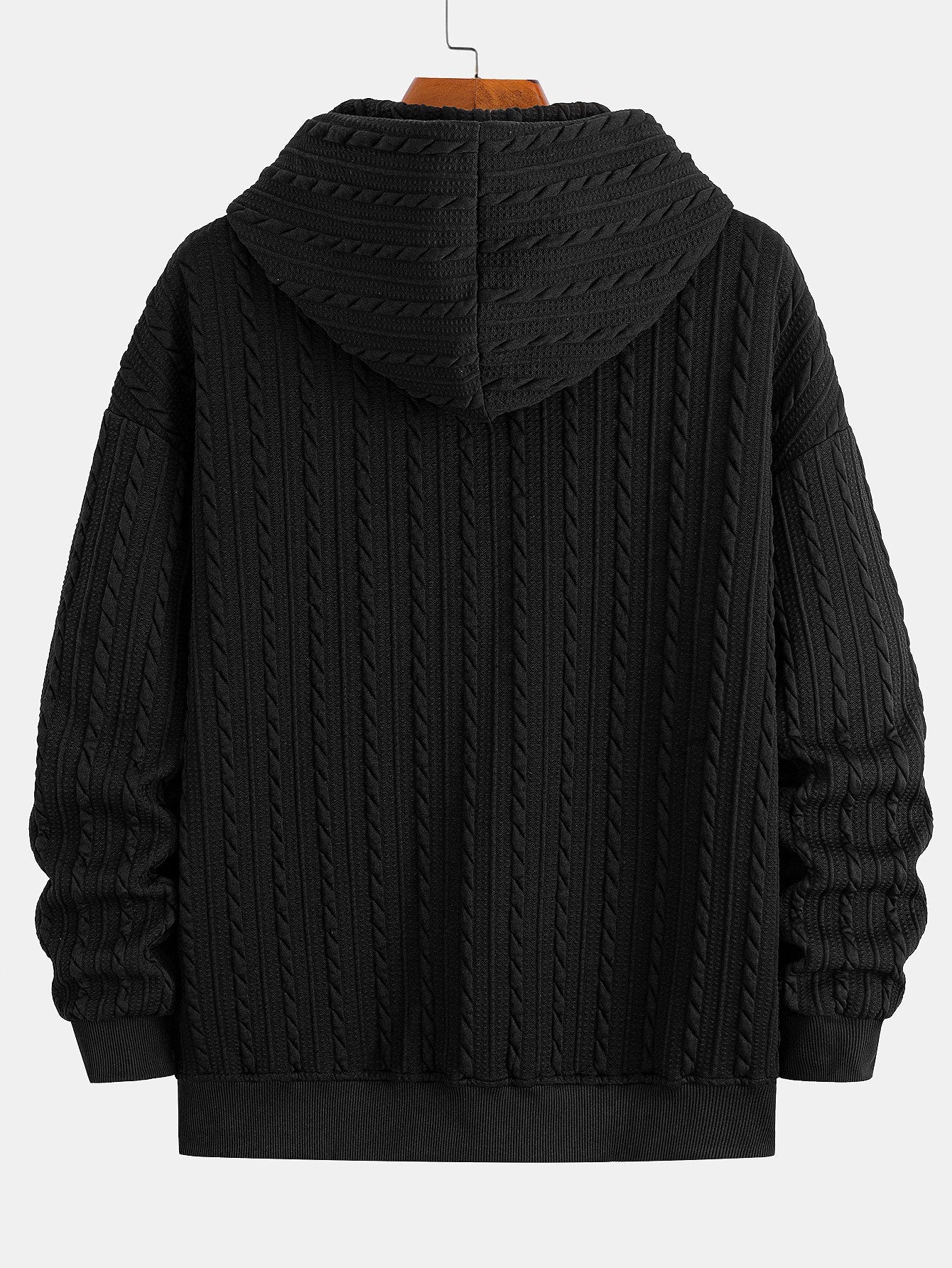 Men’s Textured Zip Hoodie Tracksuit – Jacquard Straight-Leg Set for Cold-Weather Casual Wear