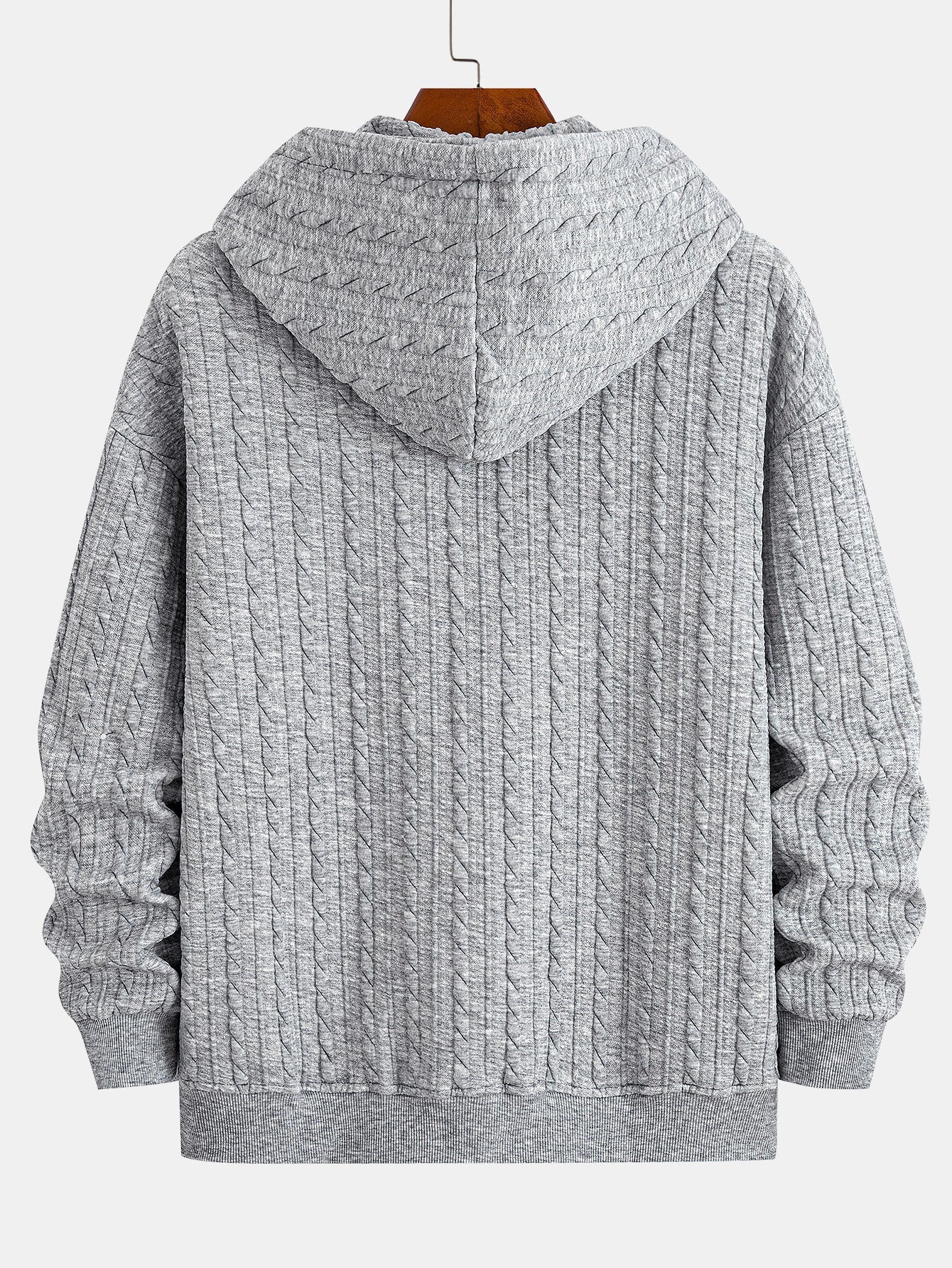 Men’s Textured Zip Hoodie Tracksuit – Jacquard Straight-Leg Set for Cold-Weather Casual Wear