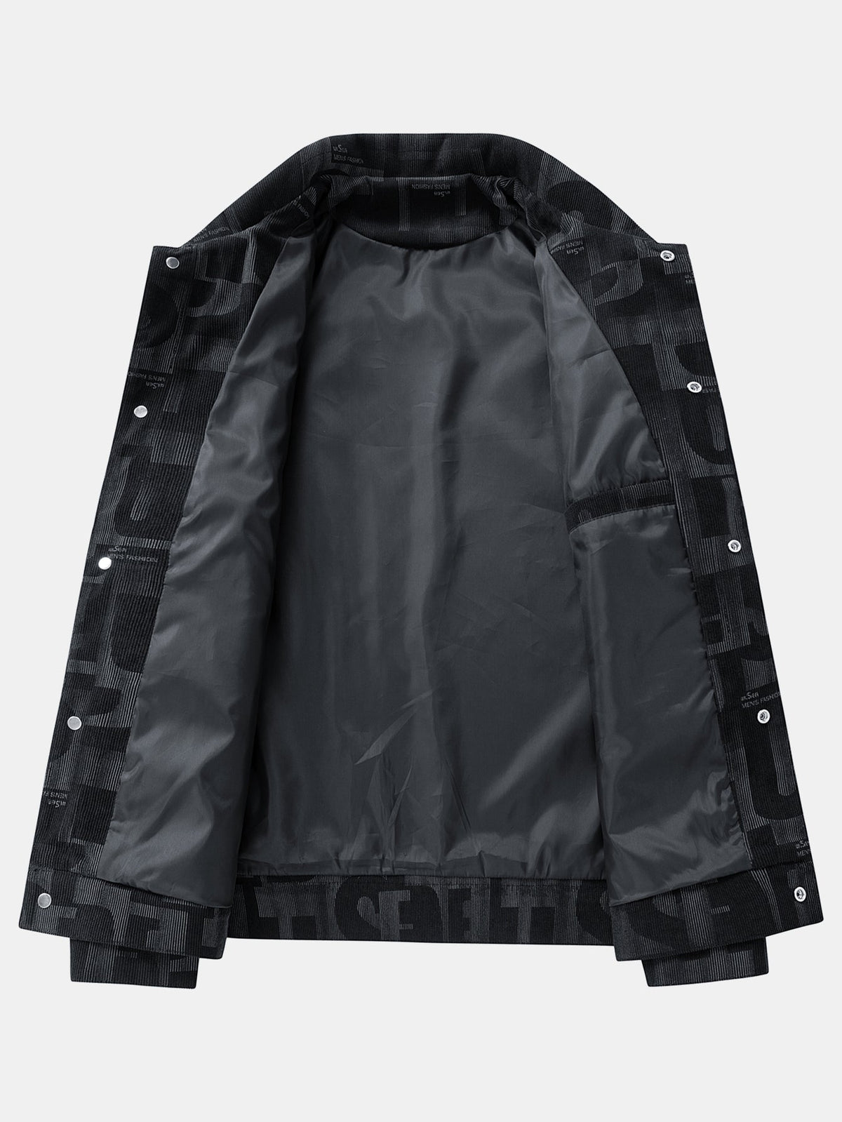 Bedruckte Cord-Truckerjacke für Herren mit Brusttaschen – Freize jacke mit normaler Passform und Knöpfen für den Herbst