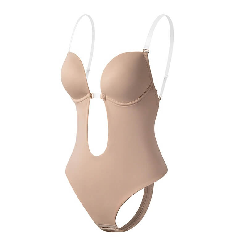 Moldeador corporal femenino sin espalda con escote en V profundo, moldeador sin costuras, soporte invisible, levantamiento invisible, ropa moldeadora para usar debajo del vestido