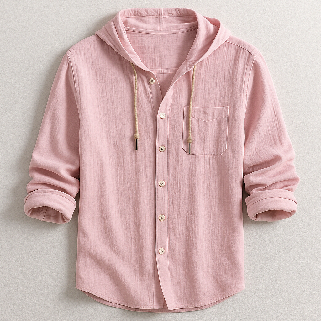 Męska koszula z kapturem na guziki, luźna, lekka, casualowa overshirt