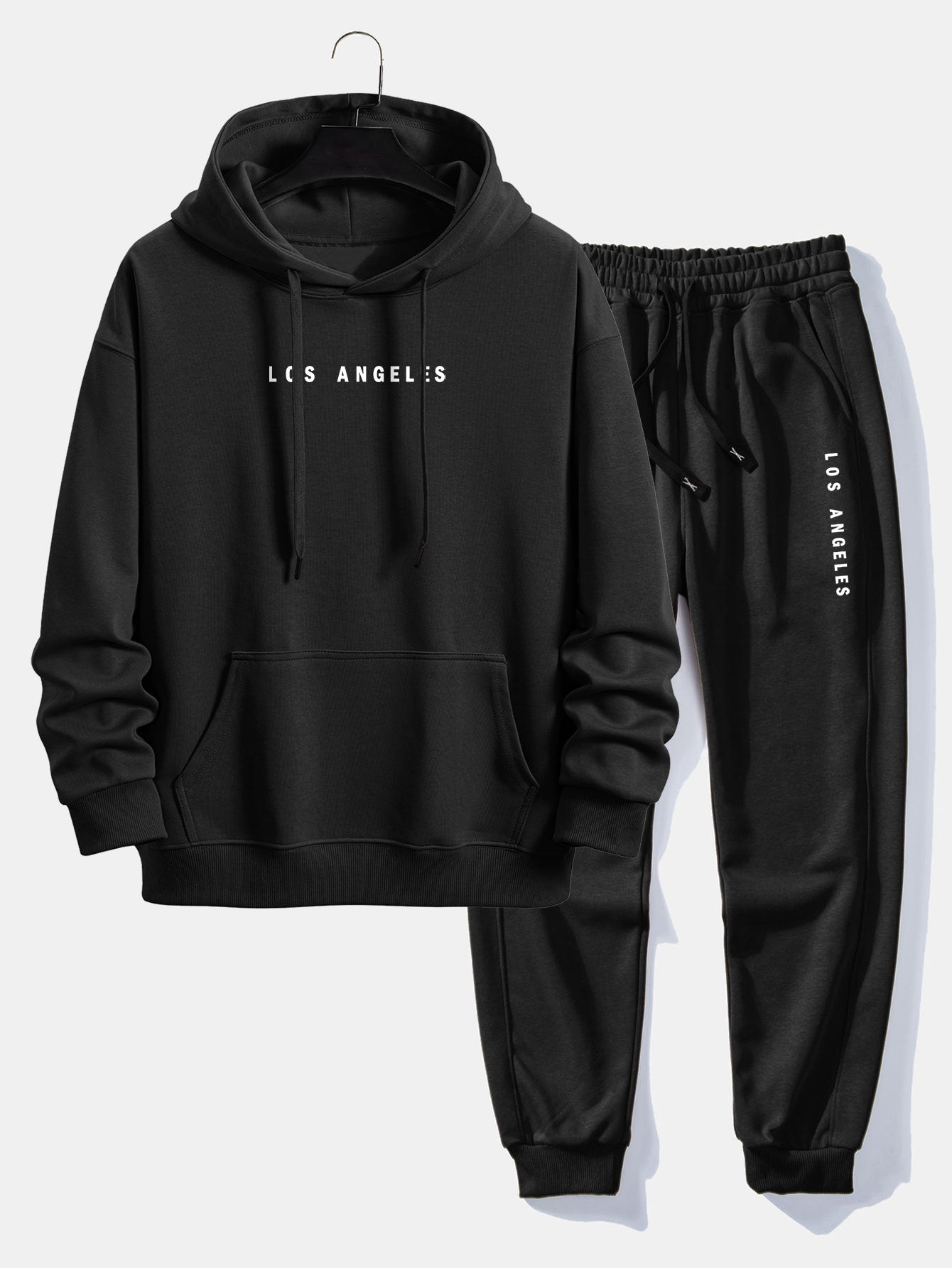 Men’s Relaxed Cotton Blend Hoodie Tracksuit – Printed Jogger Set for Casual City Wear