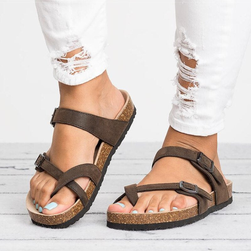 Women’s Cork Footbed Sandals Adjustable Buckle Summer Comfort