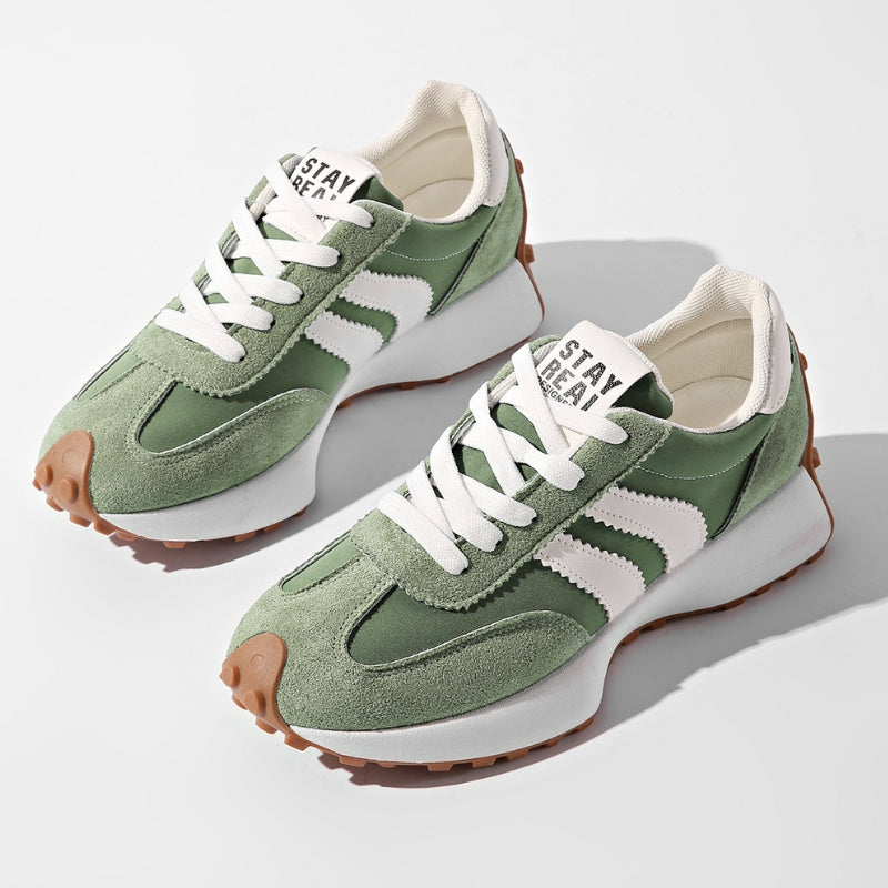 Damskie retro sneakersy na platformie do biegania zamszowe, miejskie trampki