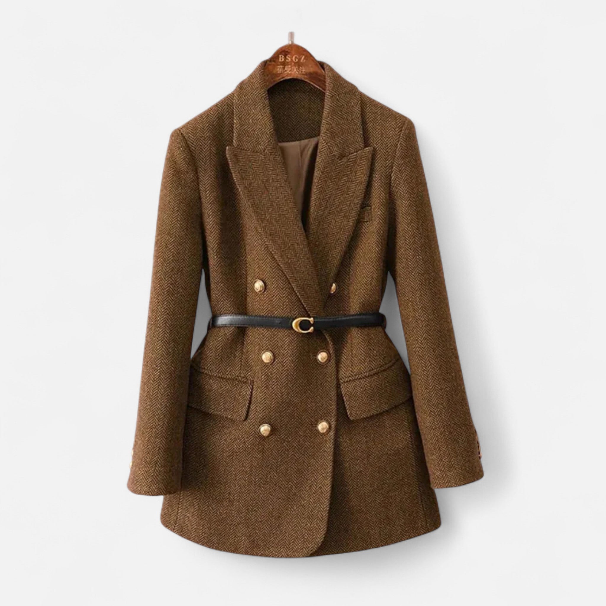 Valmonti | Women’s Tweed Coat – Double-Breasted Elegance
