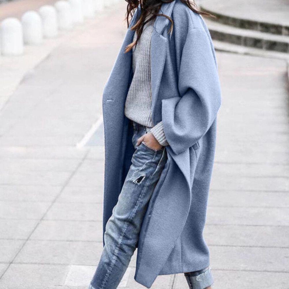 Casaco comprido descontraído de inverno para mulher - Camada macia e drapeada para um estilo casual elegante na cidade, looks de escritório, dias de outono e looks elegantes para o tempo frio69.95