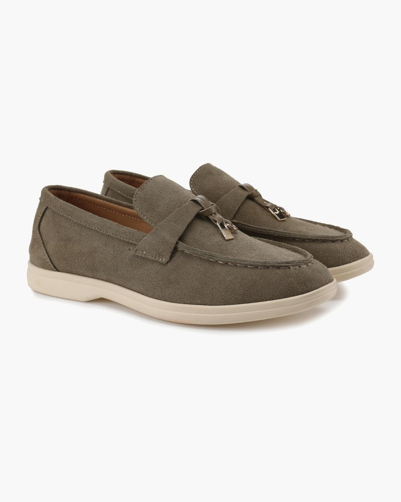 Mocasini damă din piele întoarsă cu ciucuri, pantofi comozi slip-on rafinați