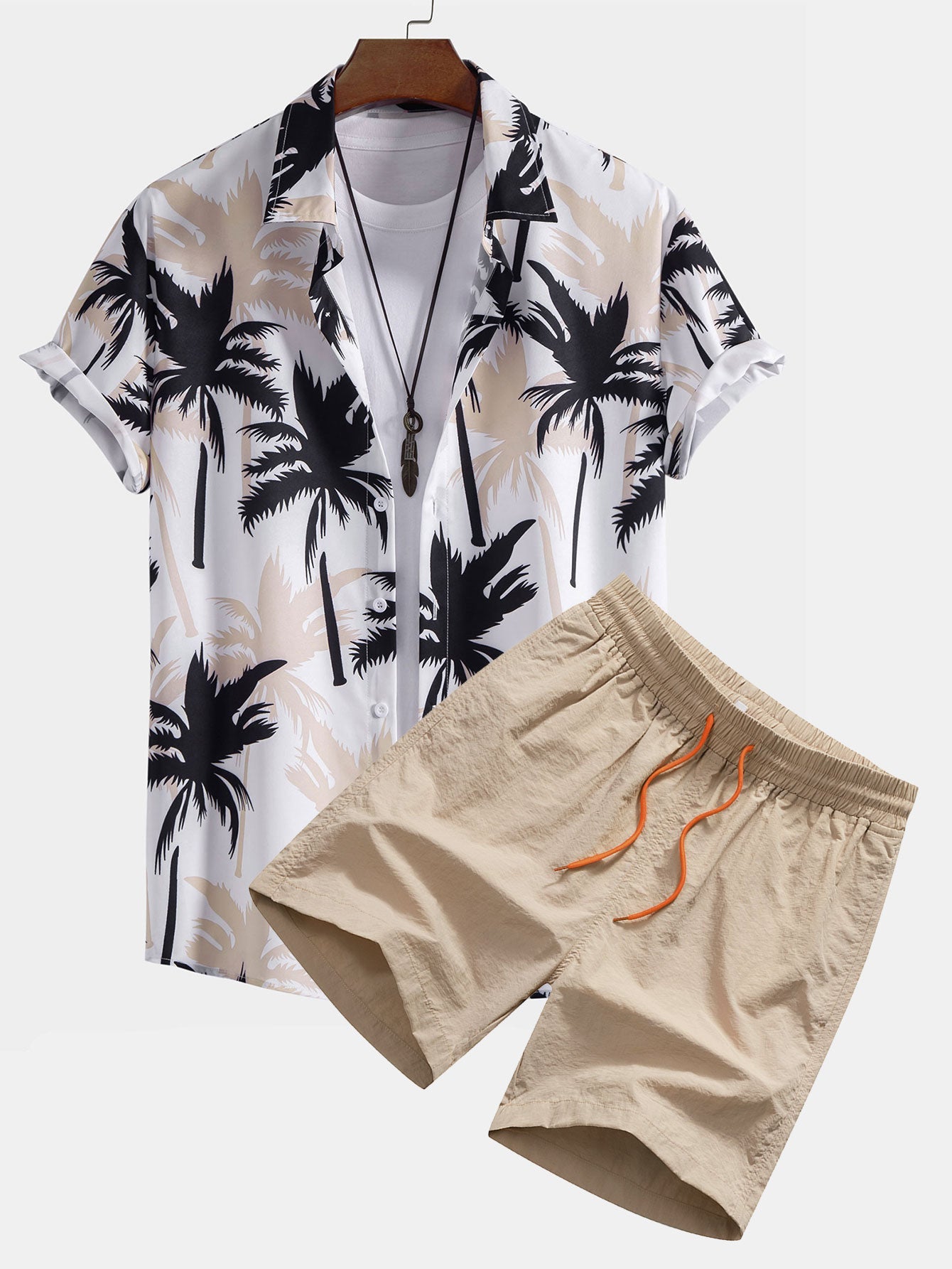 Herre tropisk print skjorte og badeshorts kystnært sommersæt