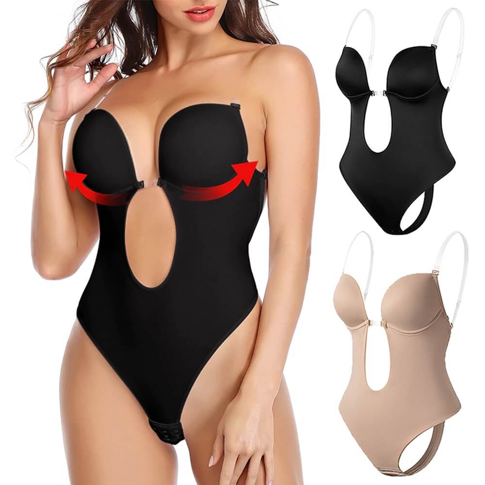 Moldeador corporal femenino sin espalda con escote en V profundo, moldeador sin costuras, soporte invisible, levantamiento invisible, ropa moldeadora para usar debajo del vestido
